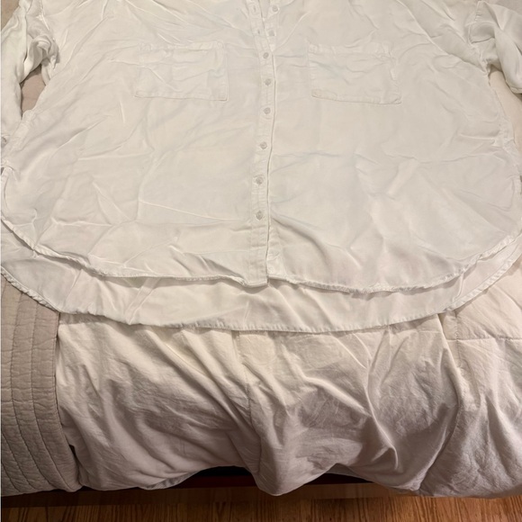 Lou & Grey for Loft White Oversized Fit Button Up Shirt Basic Staple Pockets - Picture 11 of 11